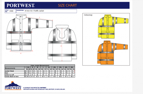 Jacheta Hi-Vis 5-in-1, portocaliu, regular, Traffic, Portwest